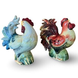 Le Rooster by Certified International Colorful Ceramic 5” Salt & Pepper